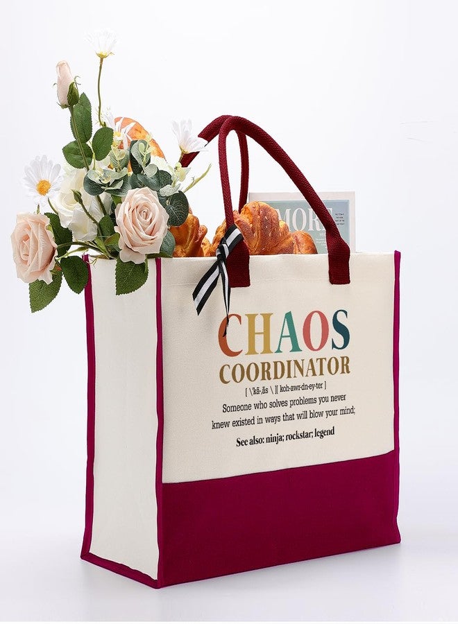 EDCTO Canvas Tote Bag, Cotton Canvas Tote Bag, Chaos Coordinator Bag, Gifts for Boss Lady/Friend/Coworker/Teacher, Mom Birthday Gift, Canvas Tote Bags for Women, Womens Weekend Bag, Canvas Beach Bag A - Image 3